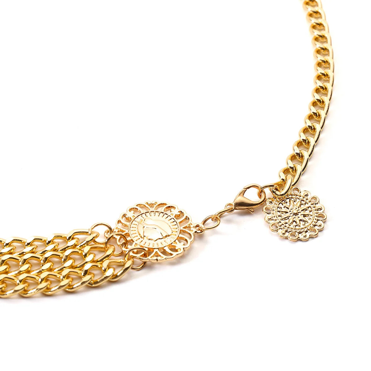 New Fashion Luxury Designer Brand Metal Chain Belt For Women Golden Coin Personality Hip Hop Style Female Tassel Belts Ceinture
