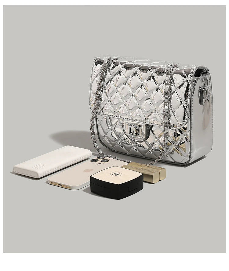 Hot Women Geometry Backpack Laser Silver Backpacks Pink Luxury Brand Designer Packbag Girls Student's School Shoulder Bags