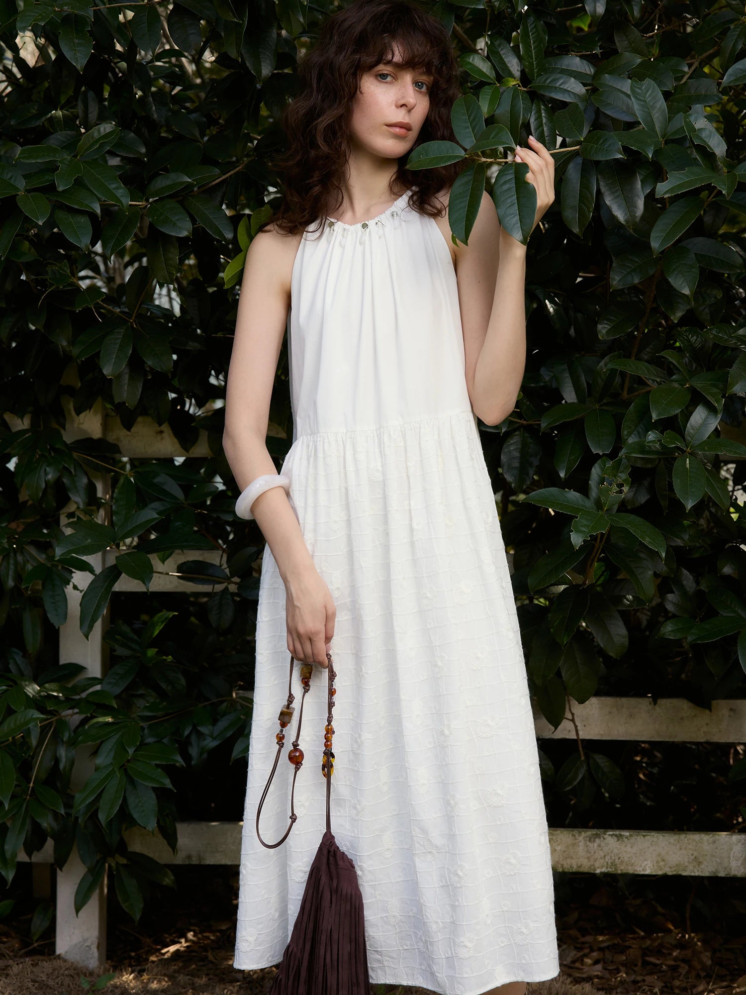 ZIQIAO 【Self-Pleasing Little White Dress】- 2025 Summer Elaborate Embroidered Strapless Long Dress for Petite Women