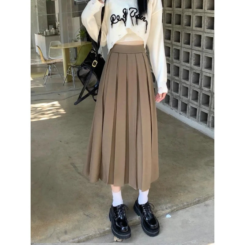 Modest Skirts for Women Korean Style Long Black Skirt Women's Pleated Skirt Long Skirts for Women Fashion 2023 Dazy A-LINE