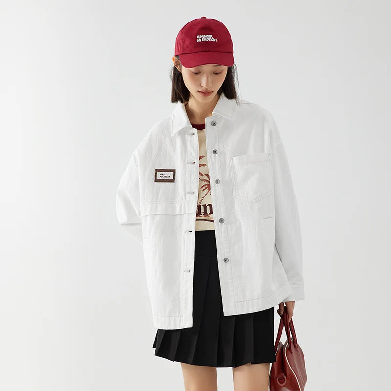 Semir Denim Jacket Women Mid-Length Lapel Fashion Autumn Loose Pure Cotton Jacquard Minority Jacket