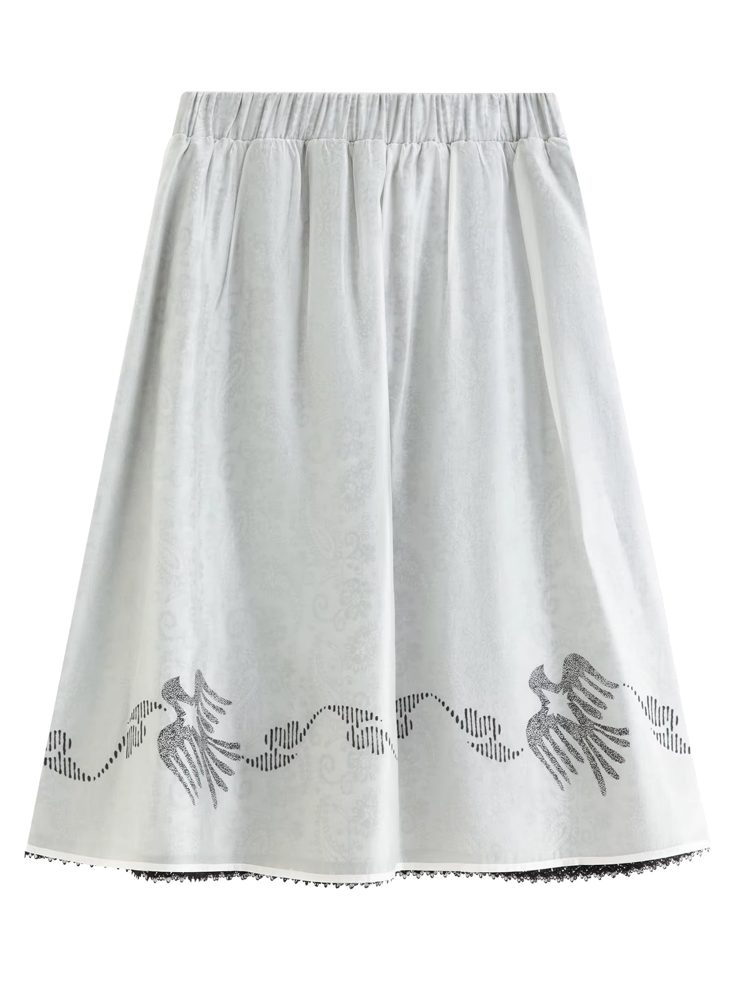 【Premium Series】Commuter Double-layer A-line Skirt Winter New Skirt Retro Print Elastic Waist Solid Ins Elegant Ladies
