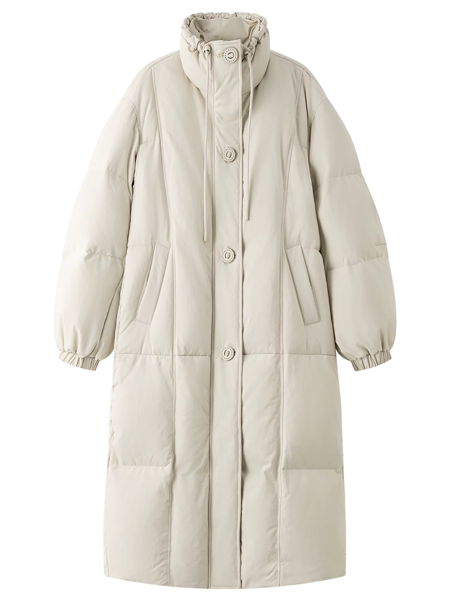 Winter Women Mid-Length Puffer Downcoat with Stand Collar Korean Style Slouchy Down Jacket Loose Fit Warm Soft Outerwear