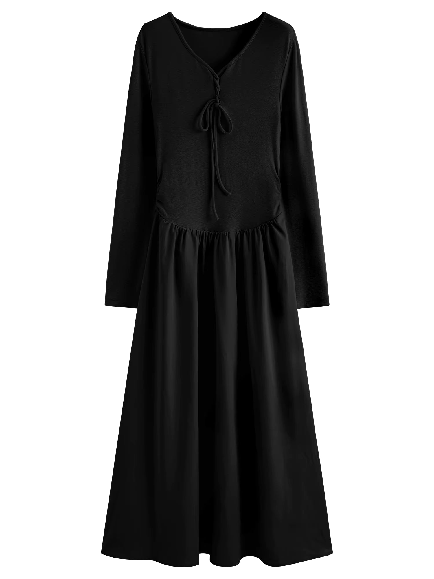 Elegant Autumn Party Dress Knit Patchwork Long Sleeves Dress for Women Fall Winter 2025 New Arrival Stretchy Inner Dresses