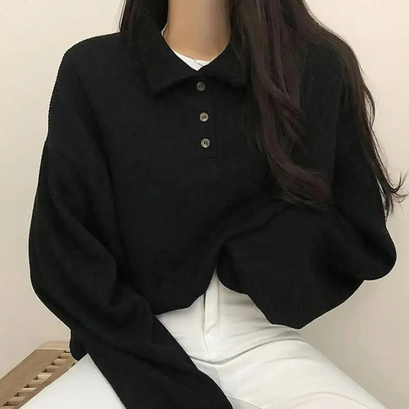 Spring Autumn Winter Korean Casual Female Pullover Fashion Women Blouse Simple Preppy Style Student Loose Soft Warm