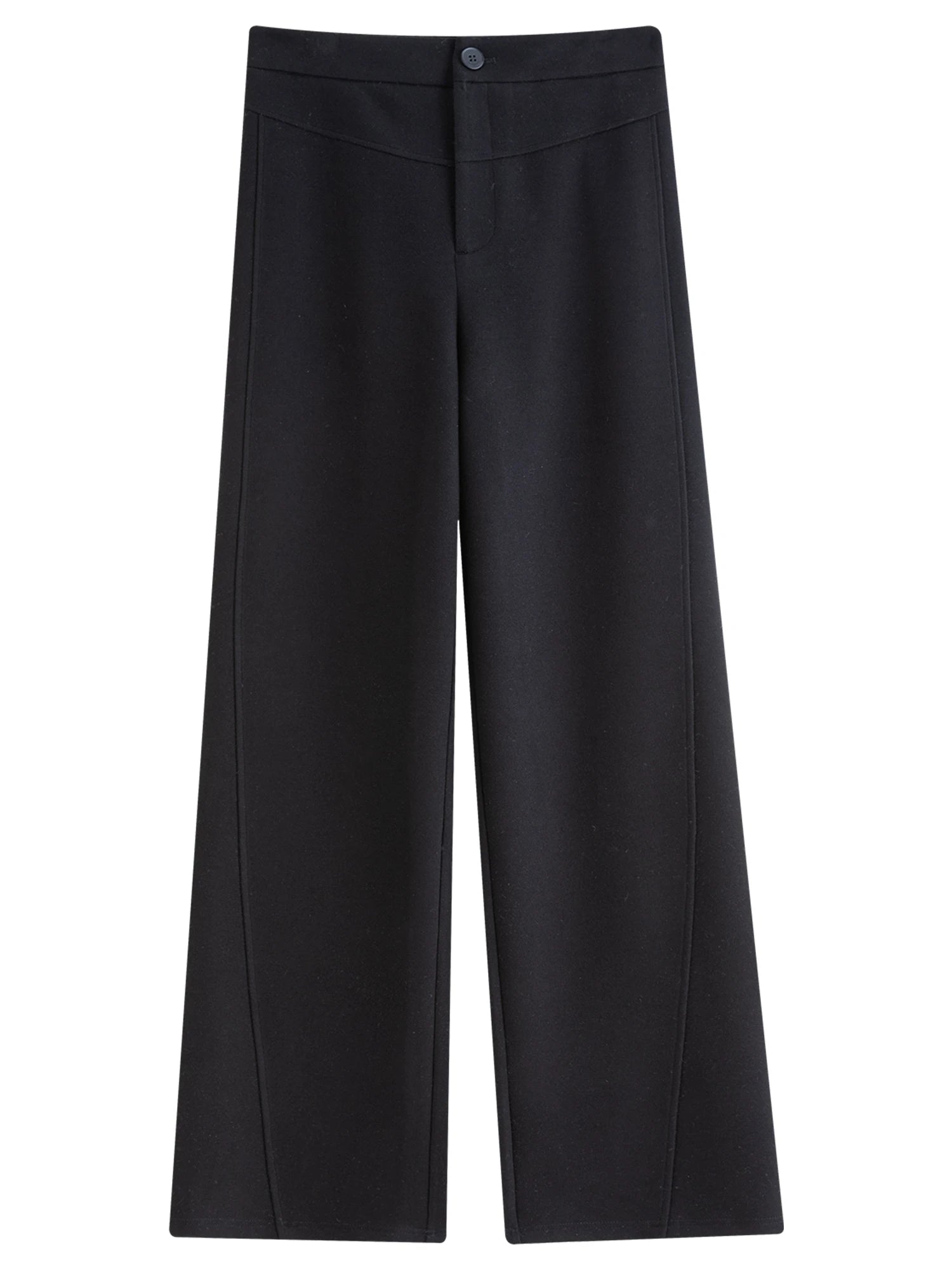 Straight High Waist Slim Fit Casual Pants Women Wool Warm Winter Leisure Basics All-match Simple Commuting
