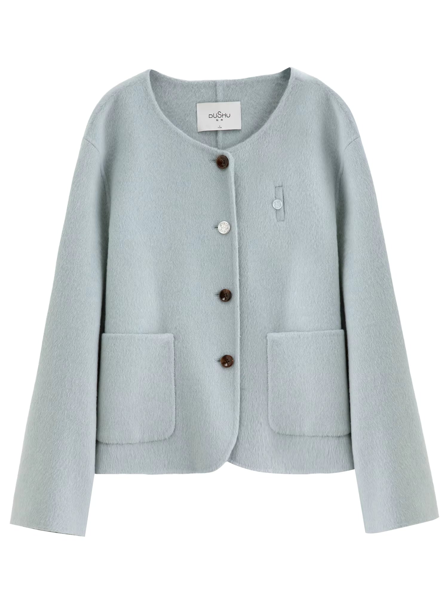Sweet Yellow Round Neck Short Wool Woolen Coat Straight Cropped Coat Winter Simple Korean Style Girlish