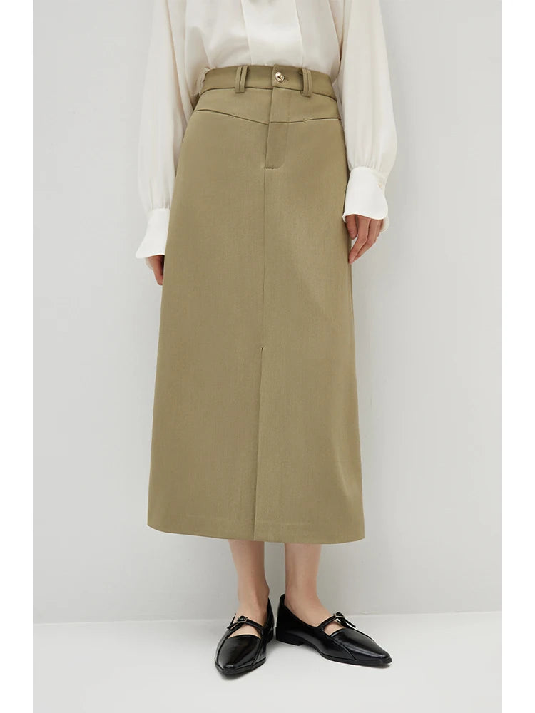 ZIQIAO Temperament One-button Brooch Short Suit for Women Spring Chic Commuter Straight Long Skirt + Short Blazer Jacket Female