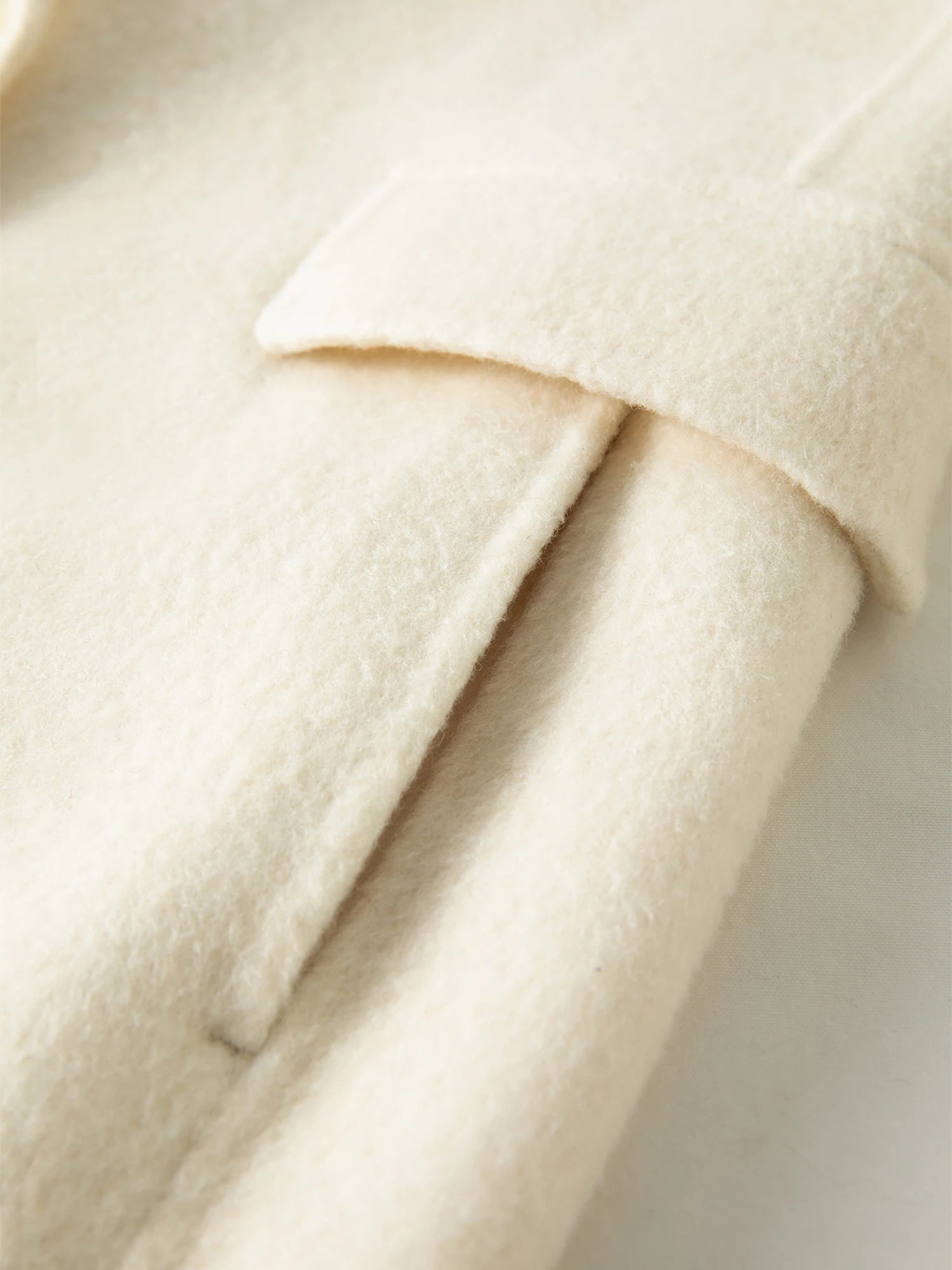 Women's Pure Wool Double Breasted Coat - Classic Mid-Length Winter Trench Warm Elegant Overcoat