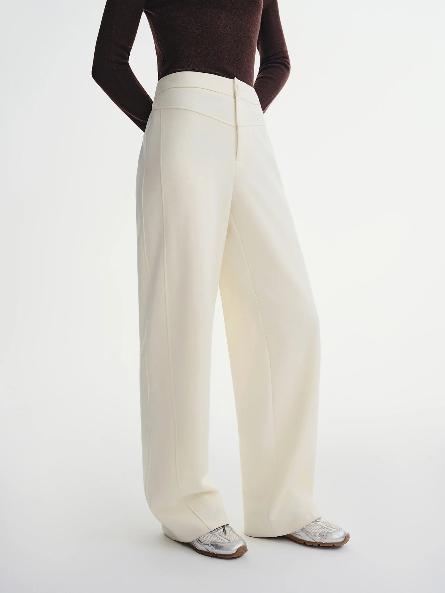 Straight High Waist Slim Fit Casual Pants Women Wool Warm Winter Leisure Basics All-match Simple Commuting