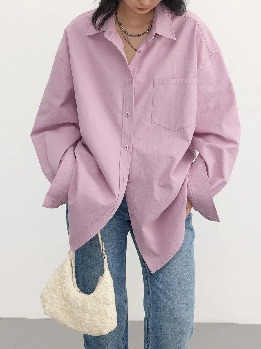 CHIC VEN Women's Shirts Casual Simple Loose Long-sleeved Tops Fashion Woman Blouse Office Lady Coat Spring Autumn Clothing 2023