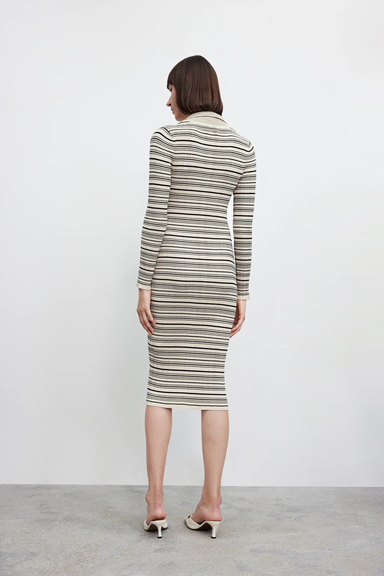 Ethereal 2023 autumn new style of French style skinny treasure dress with striped lapel