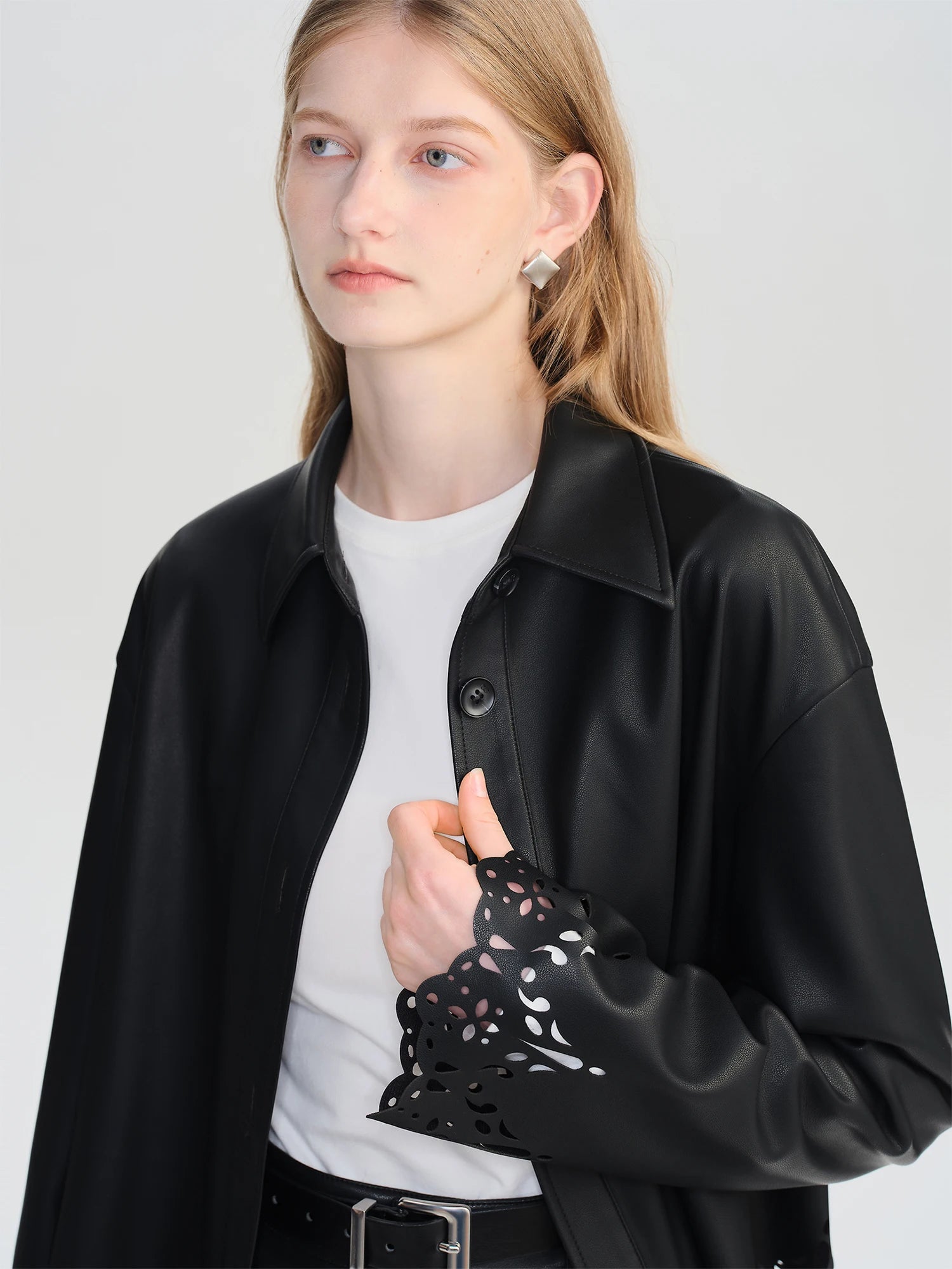 ZIQIAO Autumn 2025 Textured Vegan Coordinated Set - Cropped Hemline Mini Skirt & Jacket Architectural Cut Ladies Two Piece