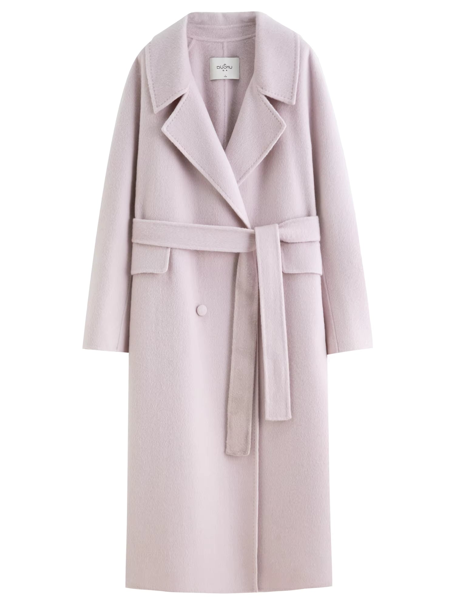 Double-breasted Cashmere Wool Coat Elegant Ladies Women Commuting Simple Temperament Mid-calf Length British Style