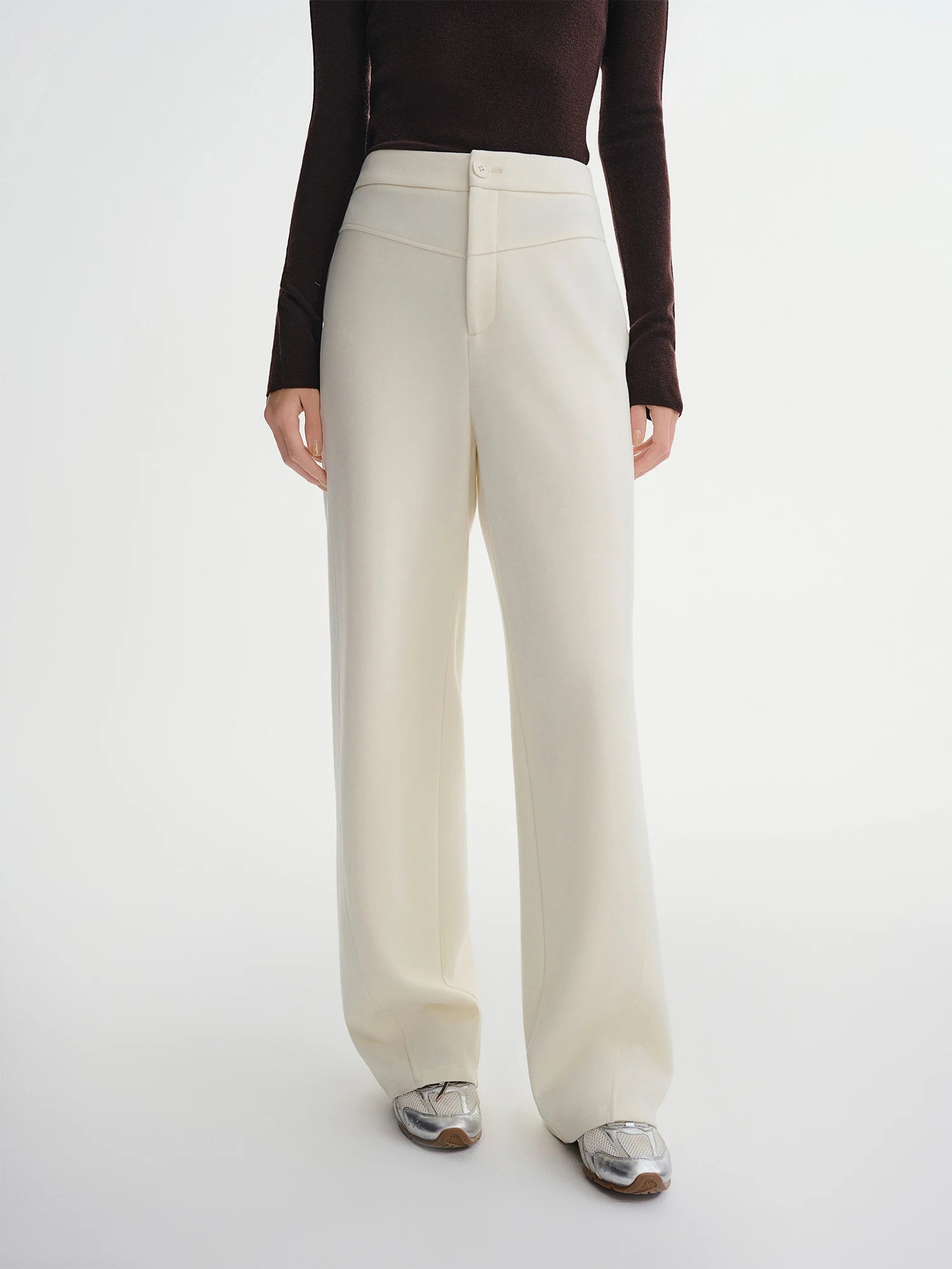 Straight High Waist Slim Fit Casual Pants Women Wool Warm Winter Leisure Basics All-match Simple Commuting