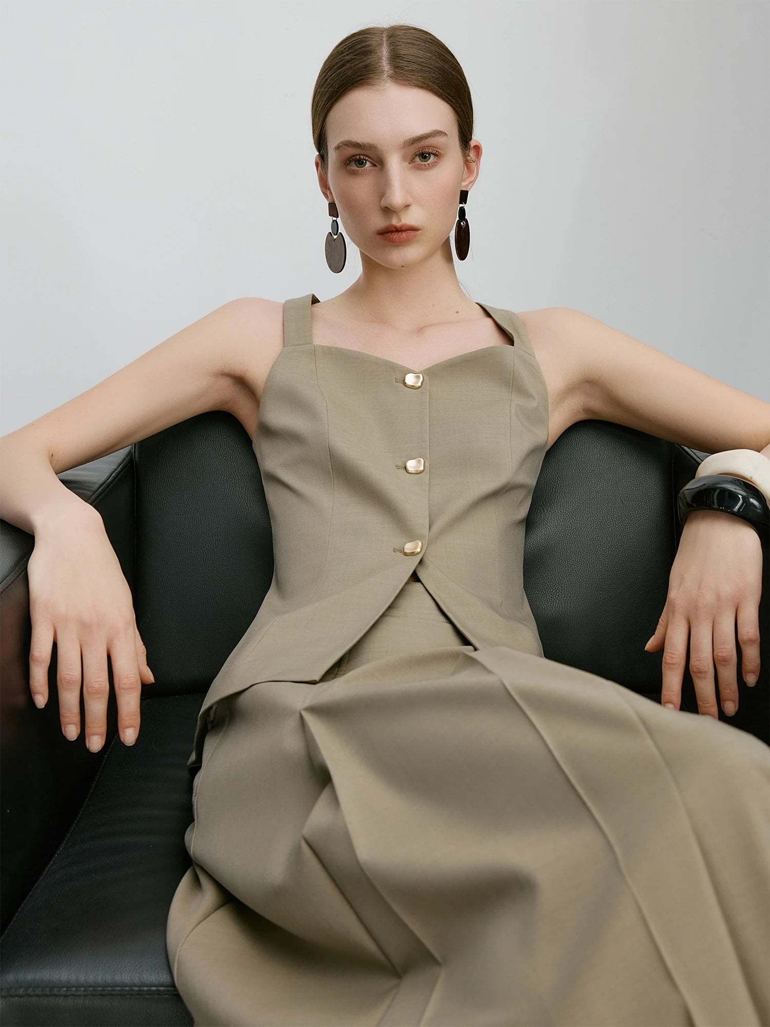 FSLE 【Premium Series】MInimalism Old Money Style Vest Top Skirt Set For Women 2025 Summer New Arrival Office Lady Chic Suit