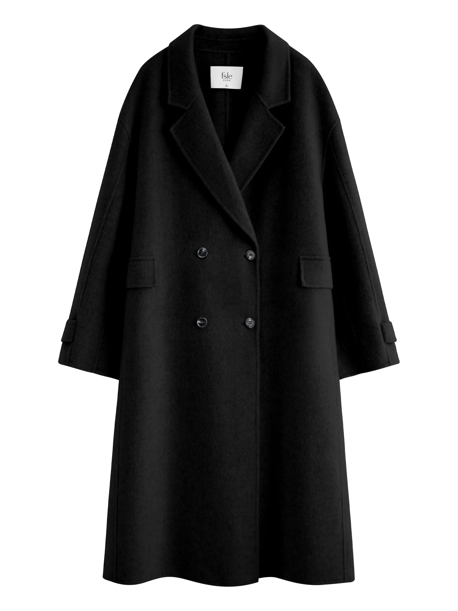 Women's Pure Wool Double Breasted Coat - Classic Mid-Length Winter Trench Warm Elegant Overcoat