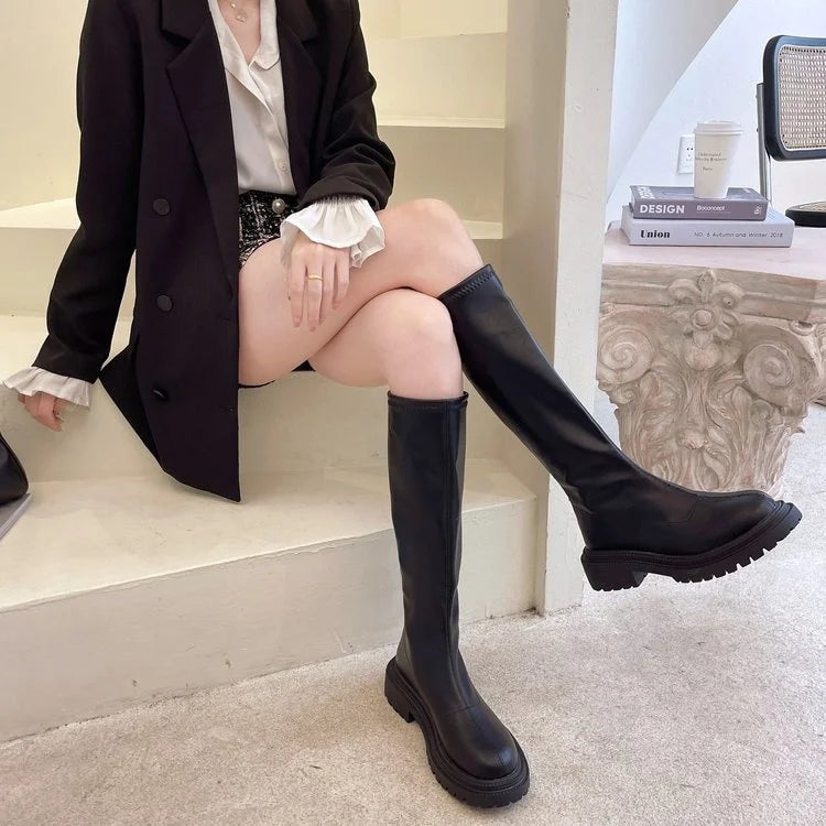 Boots Women's Shoes Long Boots Autumn and Winter Knight Boots 2021 New Boots\n Thin Autumn Fleece-Lined European and American...