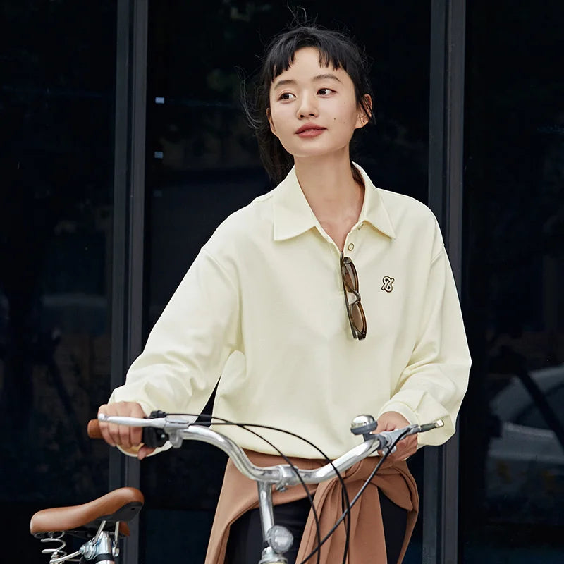 Semir Sweatshirt Women Raglan Sleeve Letter Base Shirt Simple Personality Women Autumn Trendy Loose Hooded Pullover