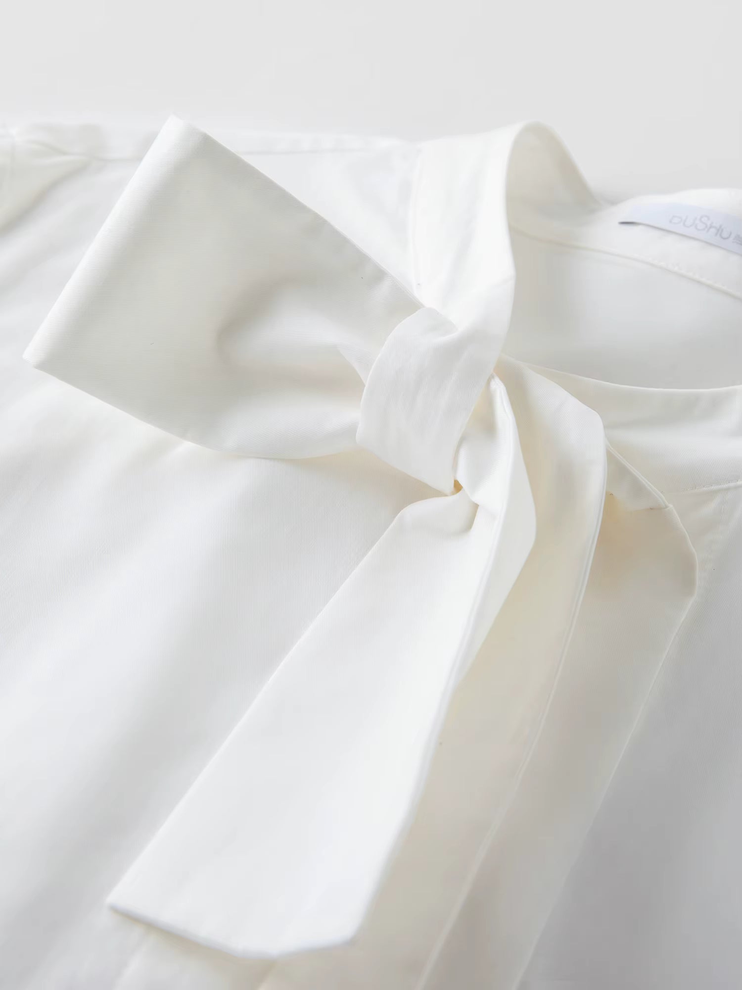 Plus-size Women's Clothing 【Pure White Intent】 Irregular Bow Strap Shirt Fall-Winter Casual Versatile Top Women Shirt
