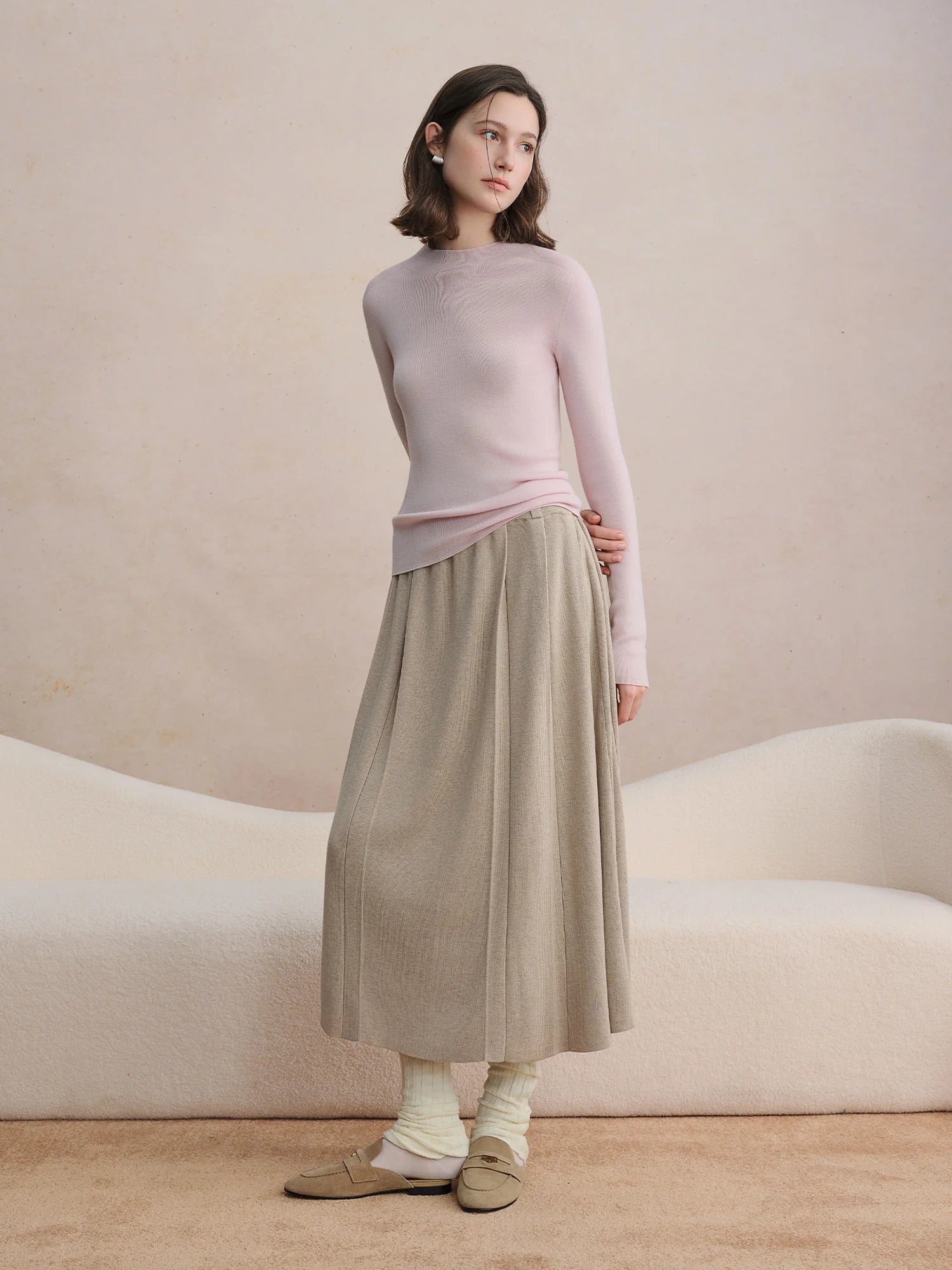 Seamless Half-high Collar Pure Wool Pullovers Women Plus Size Autumn Winter Bottoming Sweater Solid Soft Breathable Tops