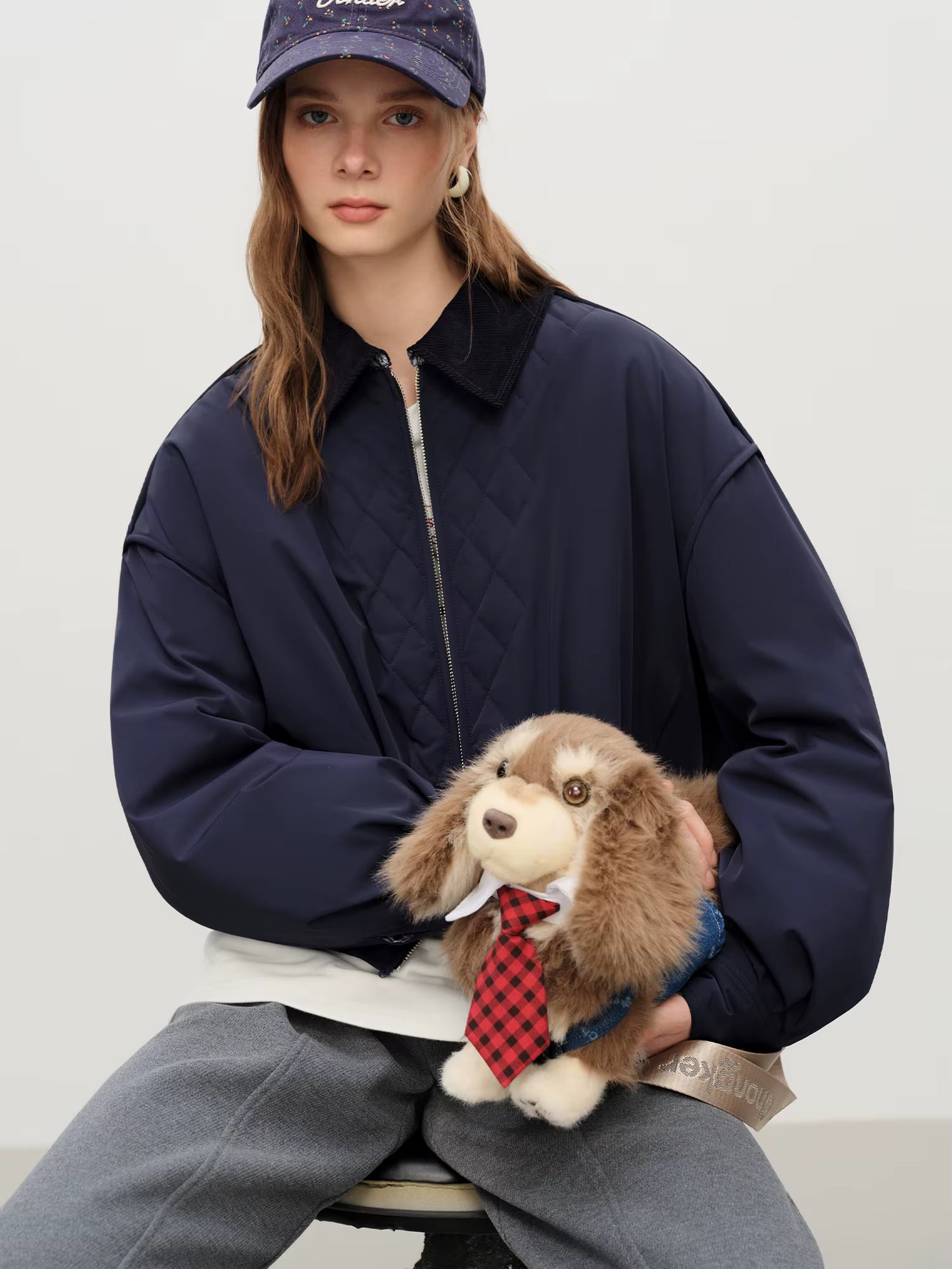 Barn Style Lightweight Padded Jacket Women's 2025 Winter Vintage Academic Plaid Panel Short Coat Retro College Outerwear
