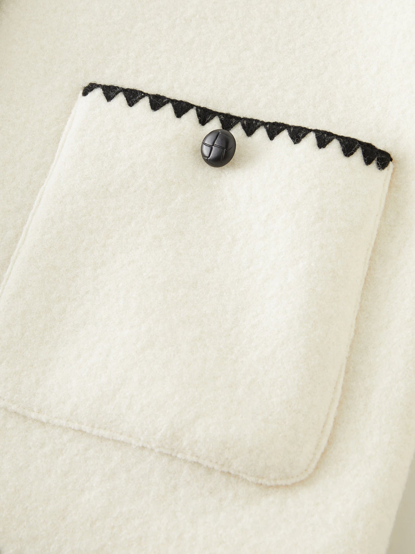 FSLE Office Lady Casual Shell Embroidered Single Sided Coat 2024 Winter New Versatile Short Women Casual Coat 24FS14266