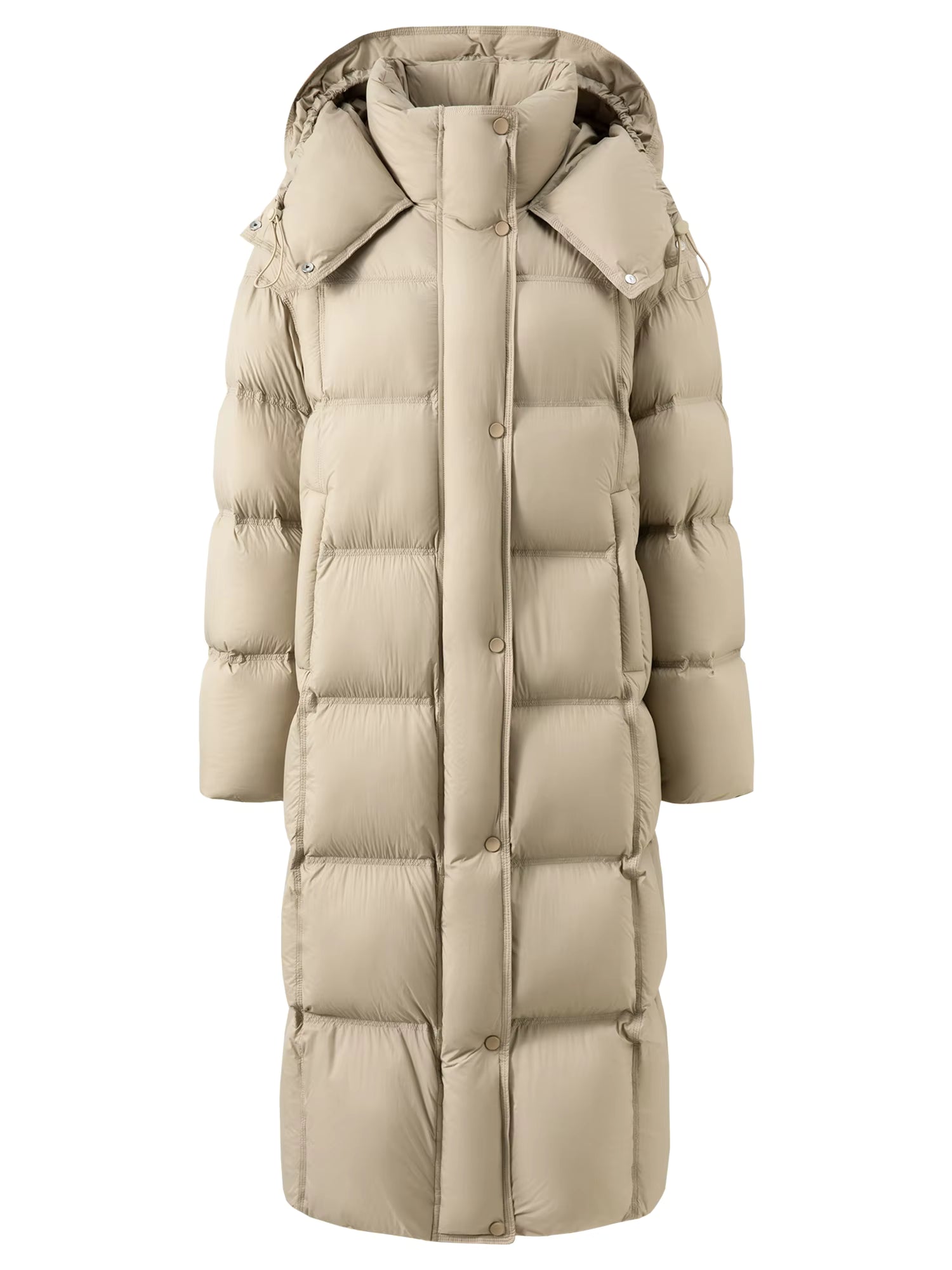 Winter New Women's Long Puffer Down Coat with Hood Two-Tone Color Block Thermal Insulated Jacket Heavy Warm Outerwear