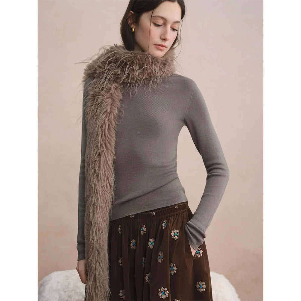 Seamless Half-high Collar Pure Wool Pullovers Women Plus Size Autumn Winter Bottoming Sweater Solid Soft Breathable Tops