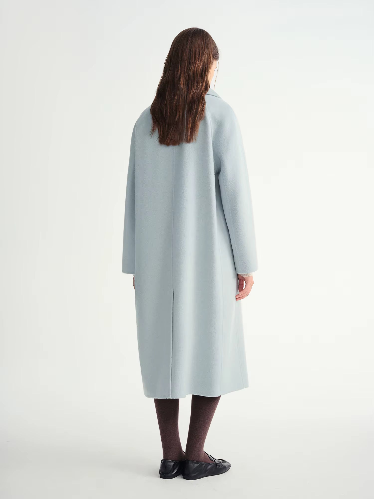 Double-breasted Cashmere Wool Coat Elegant Ladies Women Commuting Simple Temperament Mid-calf Length British Style