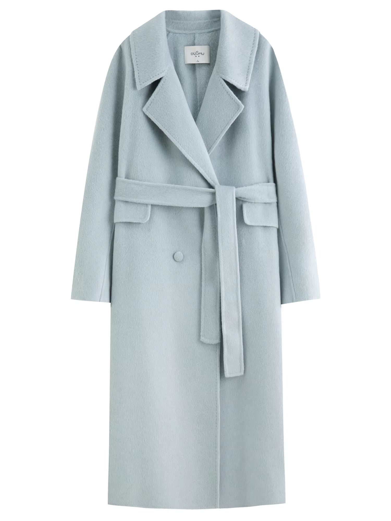 Double-breasted Cashmere Wool Coat Elegant Ladies Women Commuting Simple Temperament Mid-calf Length British Style