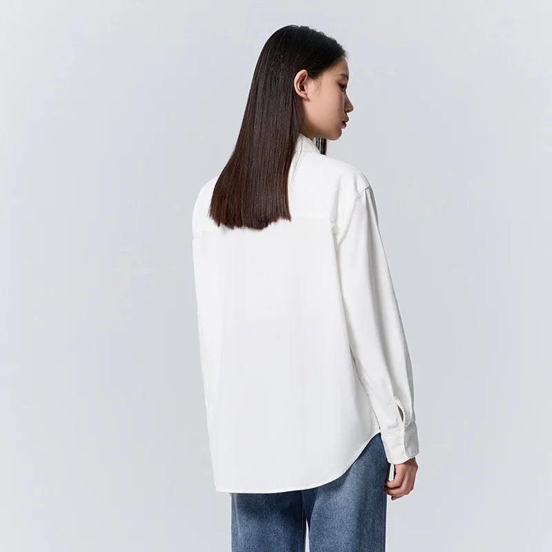 Semir Long-Sleeved Shirt Women Mid-Length Basic 2023 Winter New Corduroy Loose Shirt