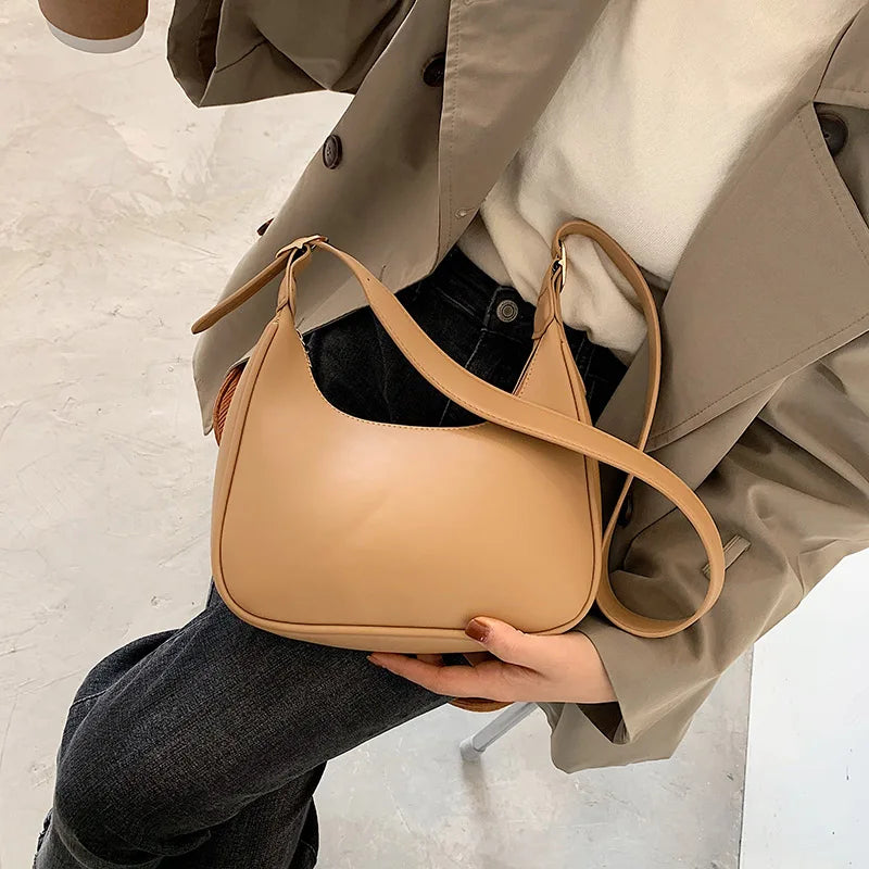 HOCODO Fashion Shoulder Bags For Women 2022 Casual Crossbody Bags For Women Pu Leather Solid Color Simple Handbags Women'S Bag