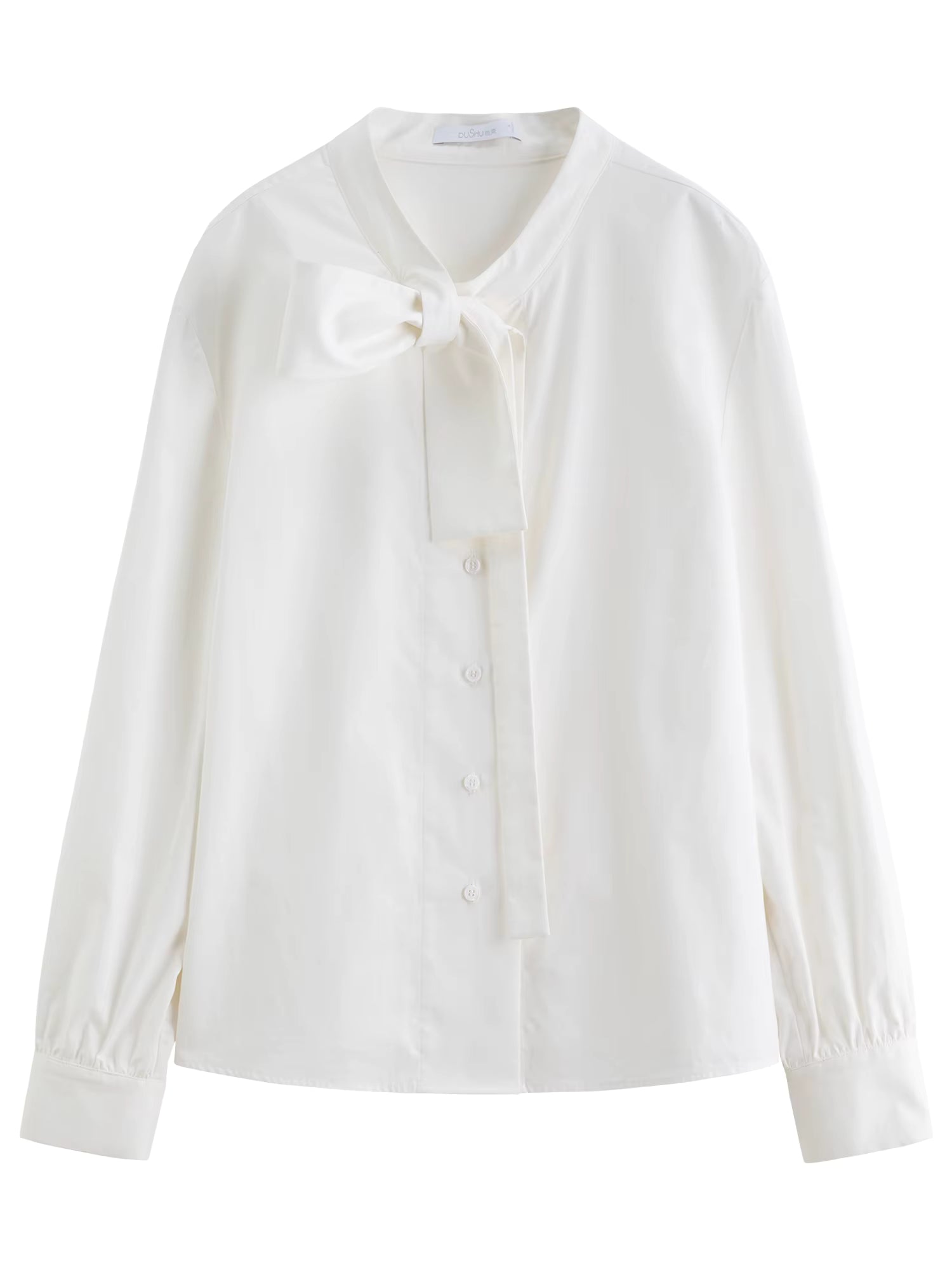 Plus-size Women's Clothing 【Pure White Intent】 Irregular Bow Strap Shirt Fall-Winter Casual Versatile Top Women Shirt
