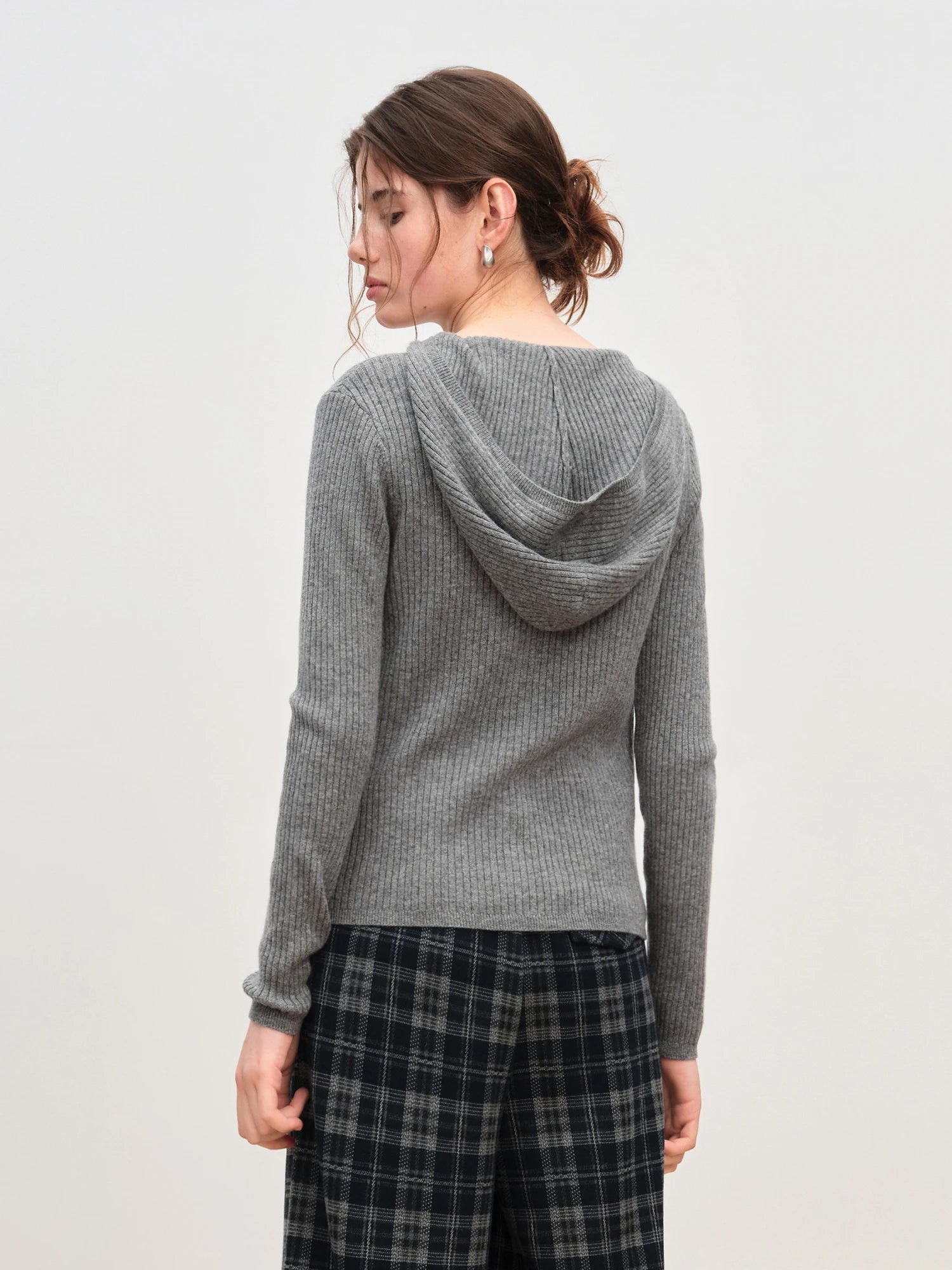 Winter 2025 Women's Hooded Knit Cardigan - Stand Collar Pure Wool Open Front Coatigan Textured Design for Casual Elegance