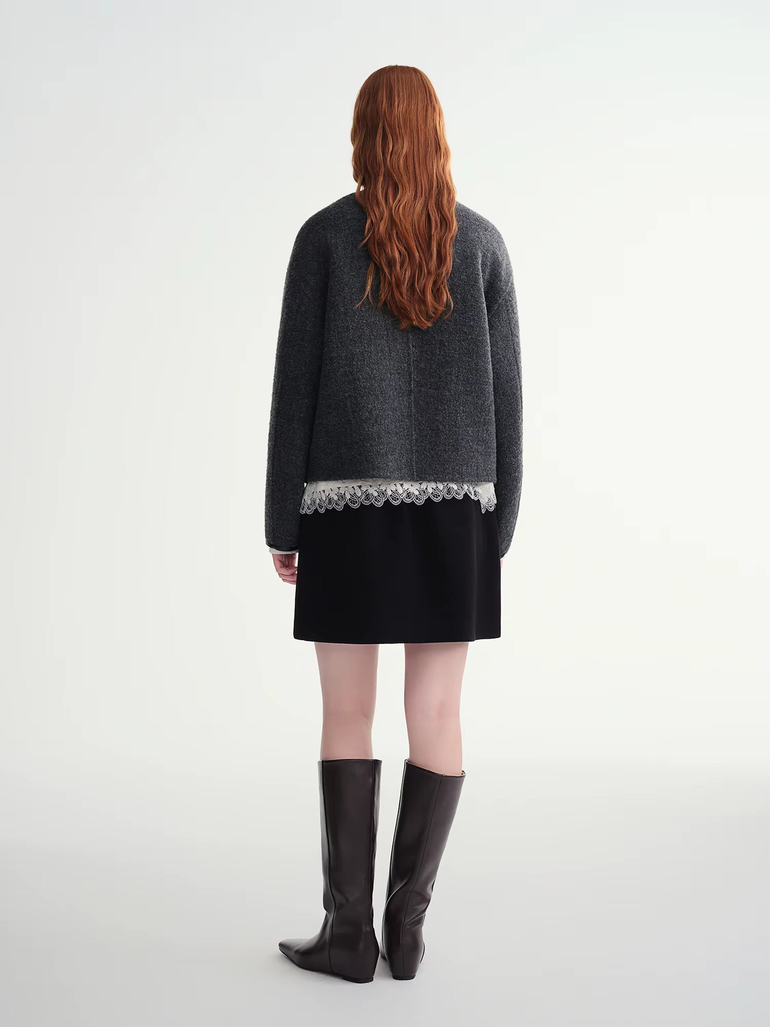 Winter 2025 Women's Mohair Blend Short Coat - Horn Button Double Faced Wool Jacket with Stand Collar Casual Elegance