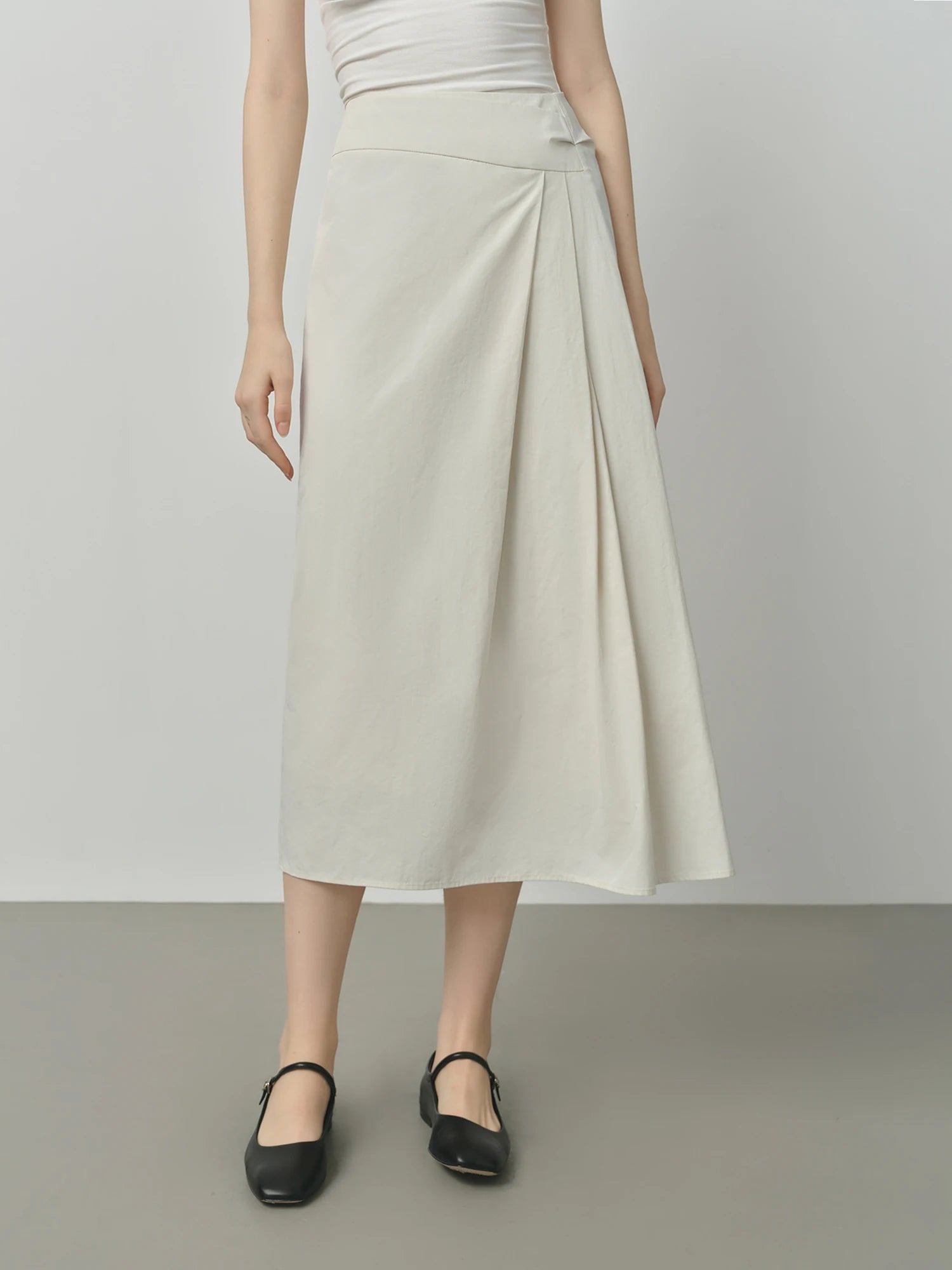 FSLE 2025 Women's High Waist A-Line Skirt - Irregular Hem Office Elegant Long Midi Autumn Textured Design with Loose Fit