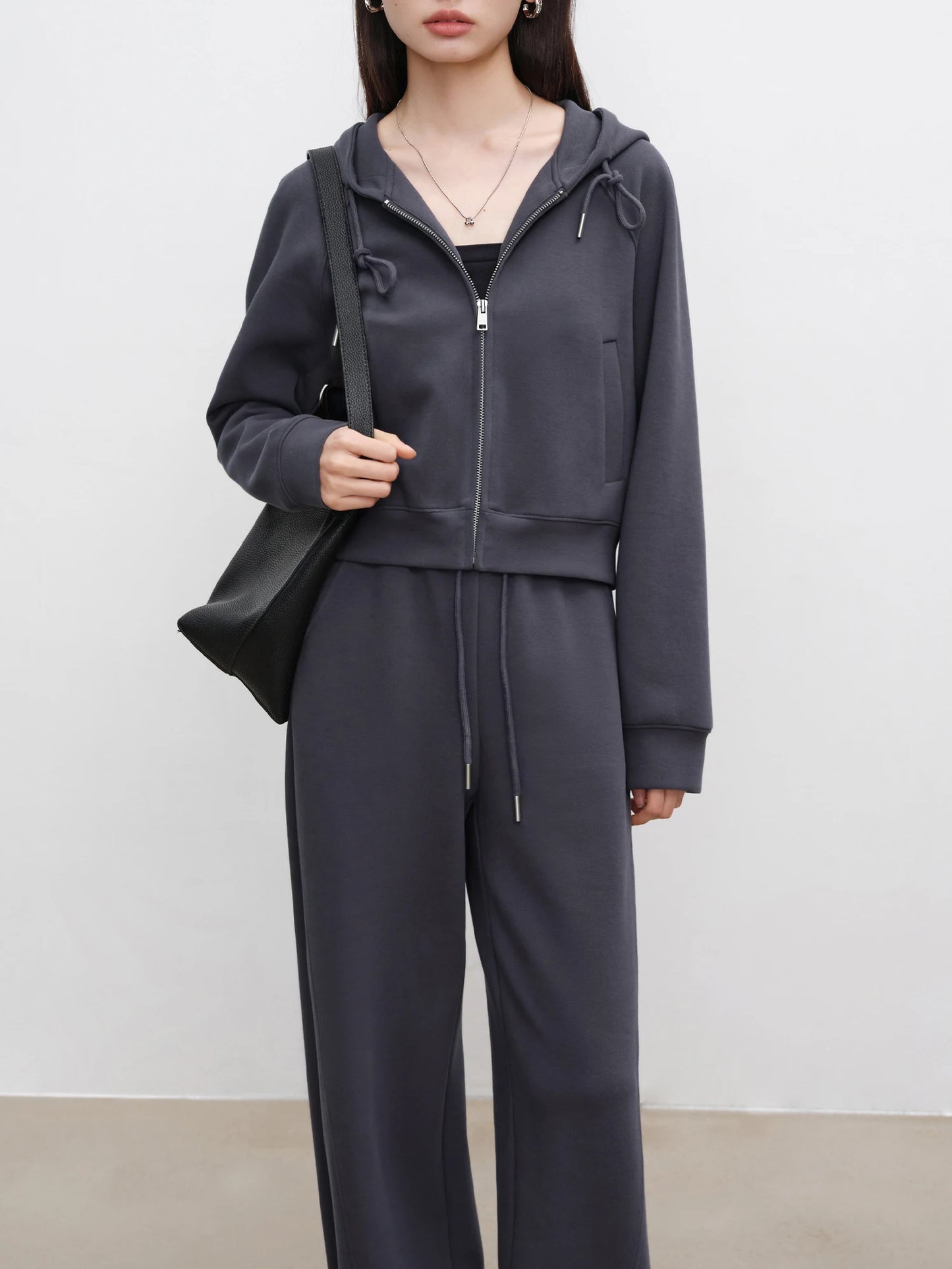 ZIQIAO Casual Sweater Suit For Women 2024 Spring Autumn New Design Solid All-match Cardigan Pants Suit 24ZQ93055 24ZQ93056