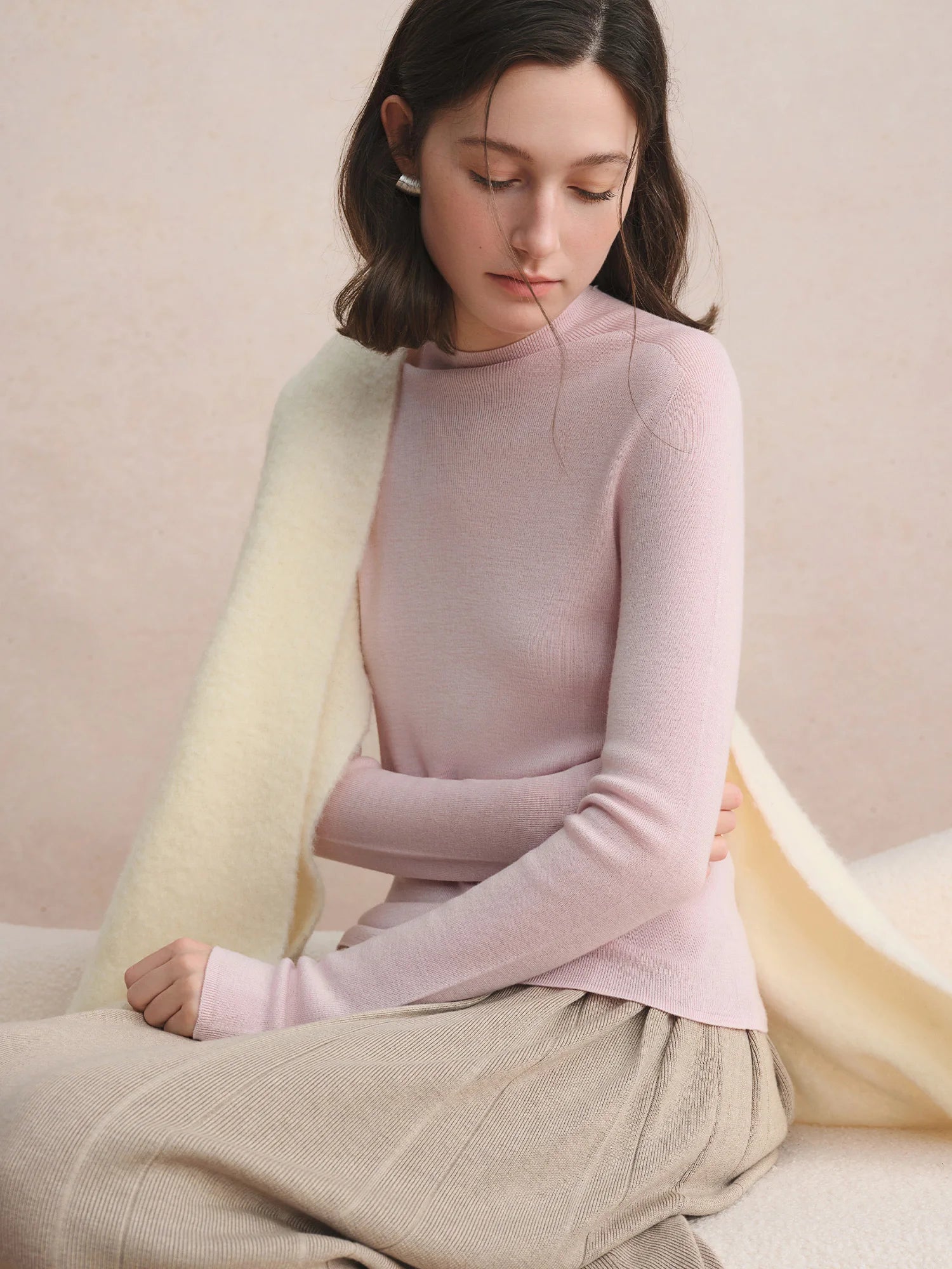 Seamless Half-high Collar Pure Wool Pullovers Women Plus Size Autumn Winter Bottoming Sweater Solid Soft Breathable Tops