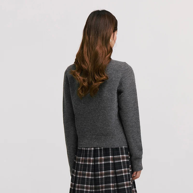 Semir Sweater Women Jacquard Cute Fun Trendy 2024 Winter New Round Neck Shoulder-Fitting Sweater Sweet Cool Pullover Sweater
