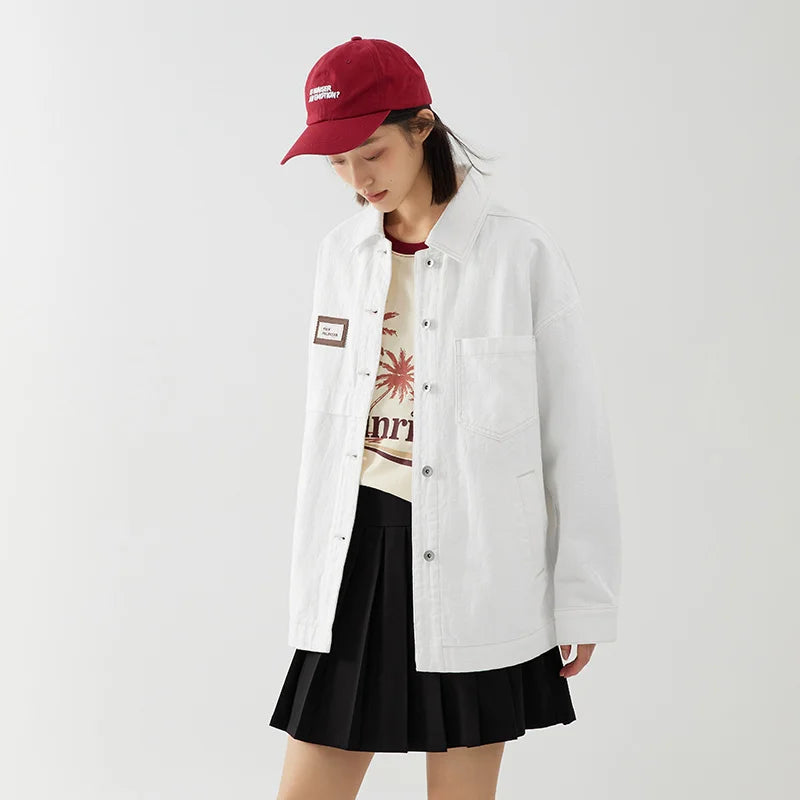 Semir Denim Jacket Women Mid-Length Lapel Fashion Autumn Loose Pure Cotton Jacquard Minority Jacket