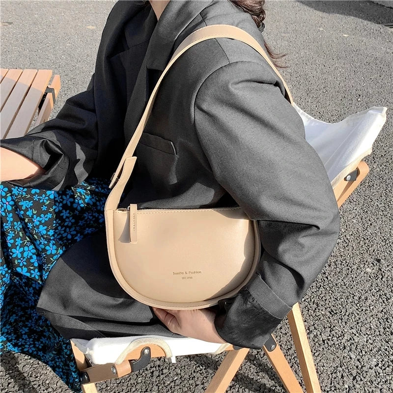 Semicircle Saddle Shoulder Crossbody Bags For Women Designer Brand Adjustable Wide Strap Girls Purses And Handbags 2022