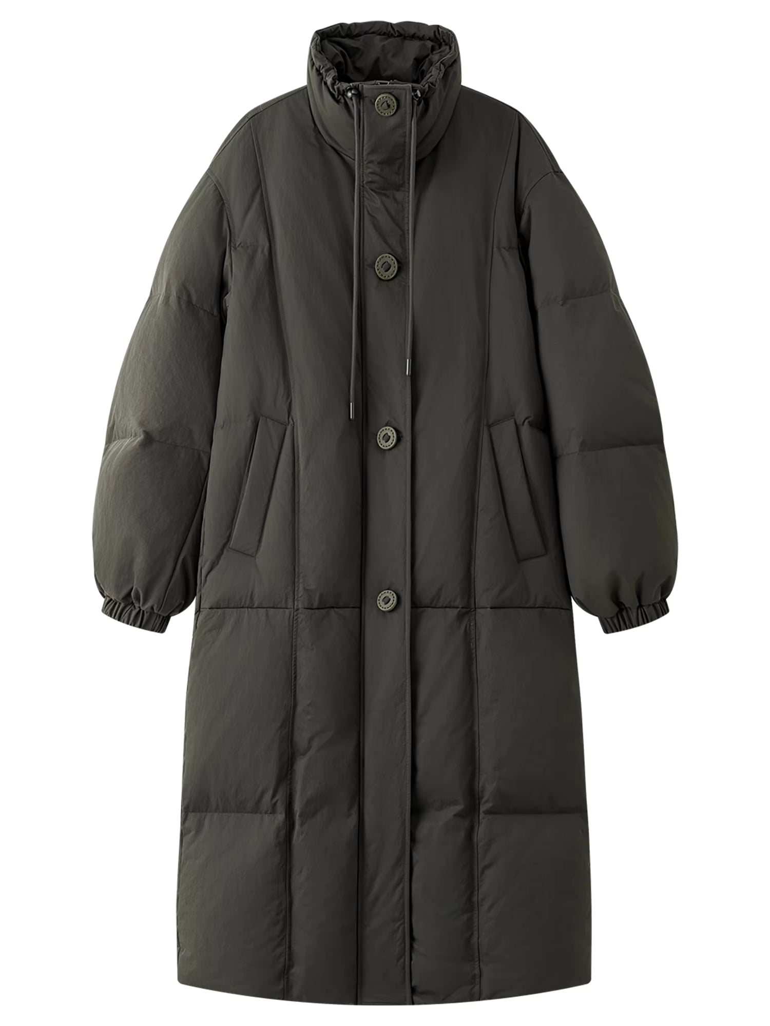 Winter Women Mid-Length Puffer Downcoat with Stand Collar Korean Style Slouchy Down Jacket Loose Fit Warm Soft Outerwear