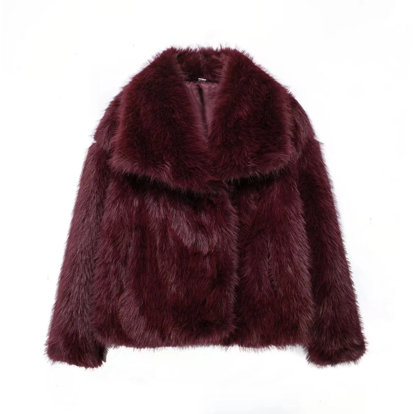 TRAFZA 2025 Autumn Winter Women Casual Faux Fur Jackets Fashion Streetwear Solid Oversized Turn Down Collar Elegant Thick Coats