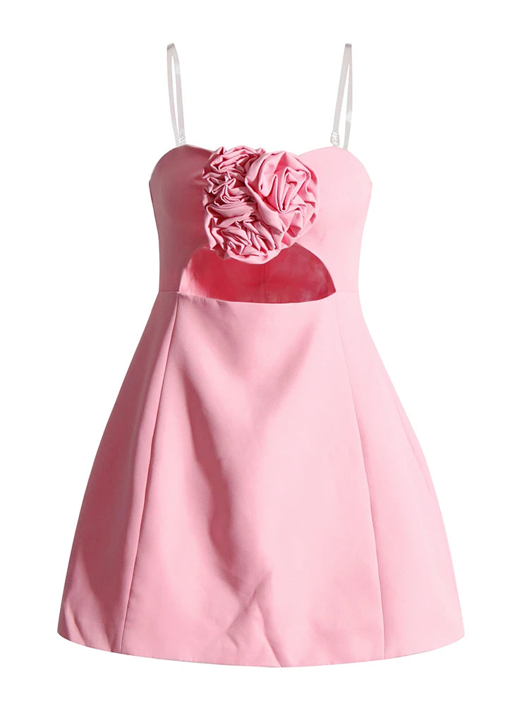 VGH Patchwork Appliques Hollow Out Mini Dresses For Women Slash Neck Sleeveless High Waist Backless Solid Strapless Dress Female