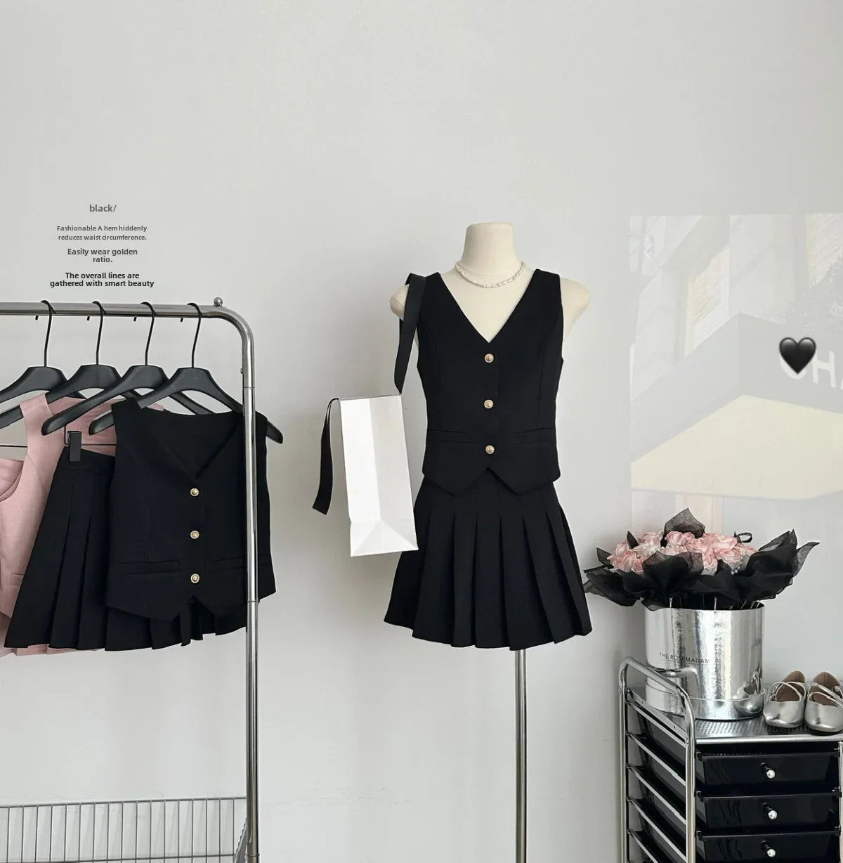 French Style Tweed Vest2-piece Set Women's High-waisted Cropped Skirt Fashionable Summer 2024 Dress Set