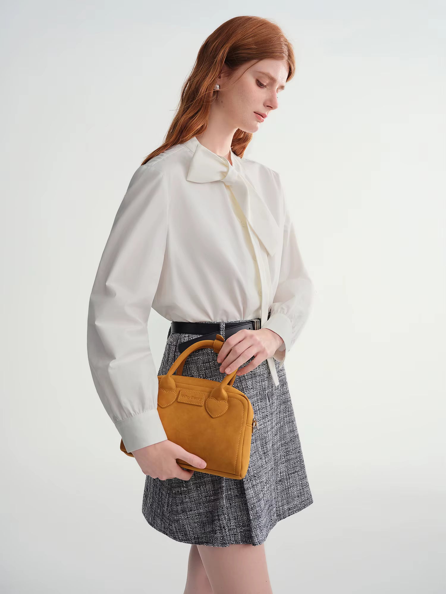 Plus-size Women's Clothing 【Pure White Intent】 Irregular Bow Strap Shirt Fall-Winter Casual Versatile Top Women Shirt