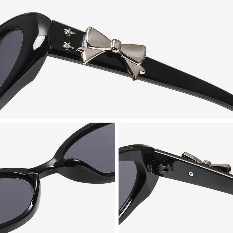 Retro Oval bow Sunglasses Women Fashion Small Oval Frame Sun Glasses Brand Designer Glasses Outdoor Leisure UV400 Eyewear