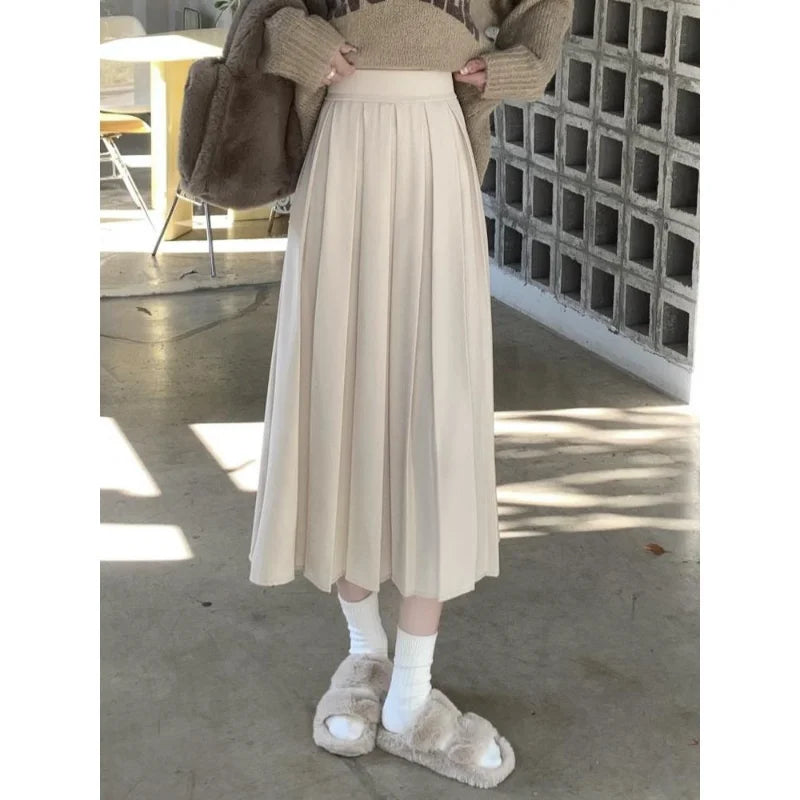 Modest Skirts for Women Korean Style Long Black Skirt Women's Pleated Skirt Long Skirts for Women Fashion 2023 Dazy A-LINE