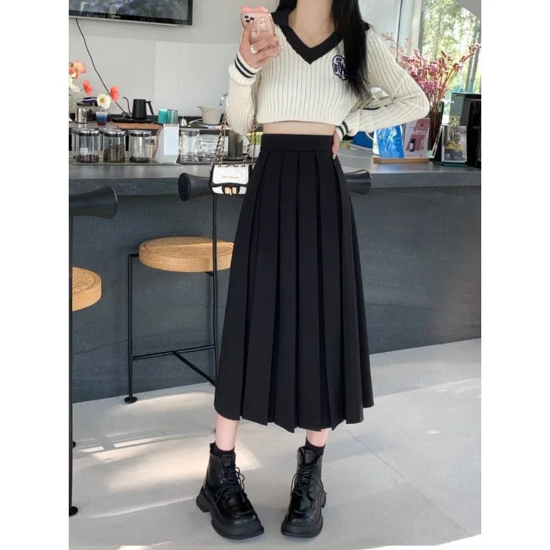 Modest Skirts for Women Korean Style Long Black Skirt Women's Pleated Skirt Long Skirts for Women Fashion 2023 Dazy A-LINE